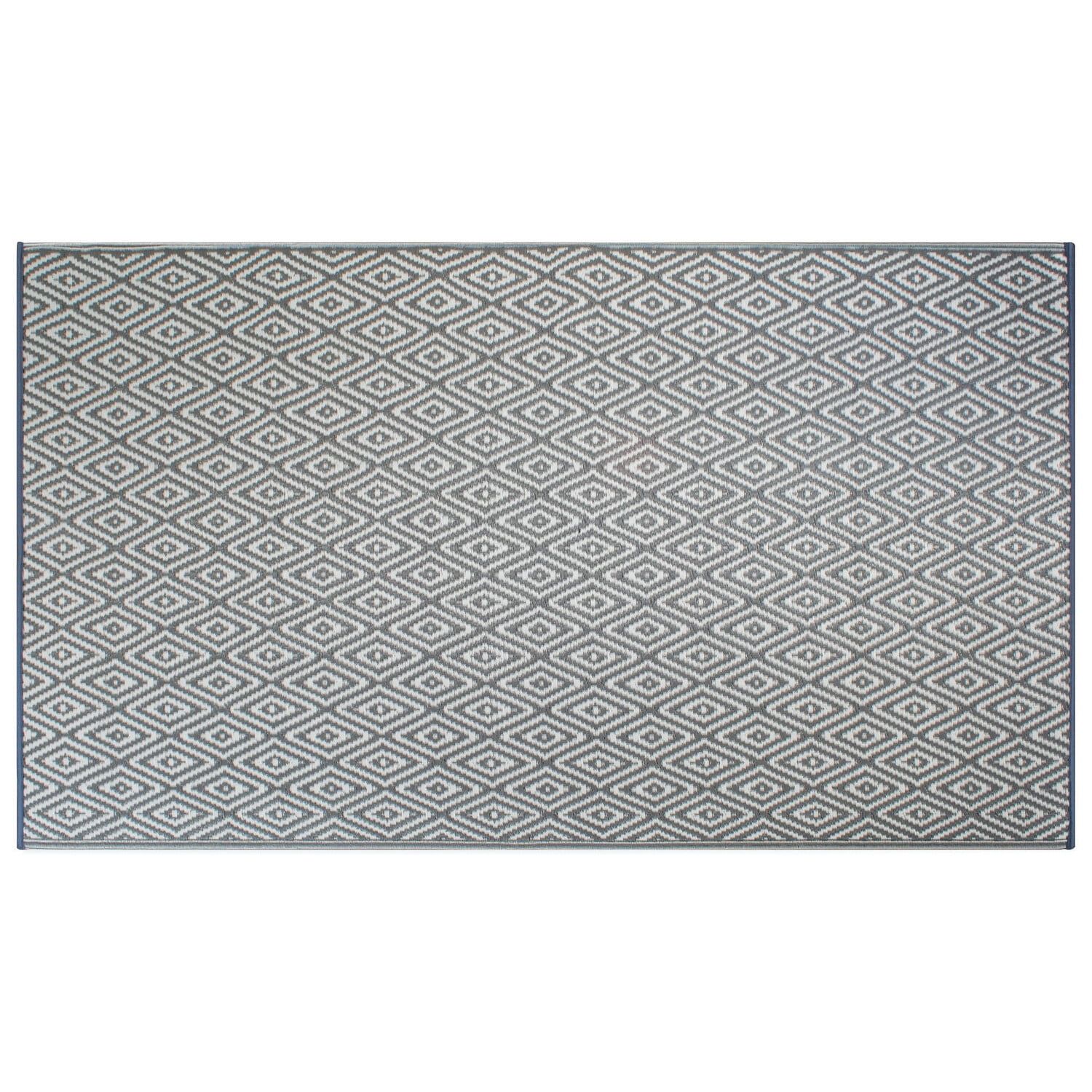 Gray Diamond 4' x 6' Synthetic Reversible Rug