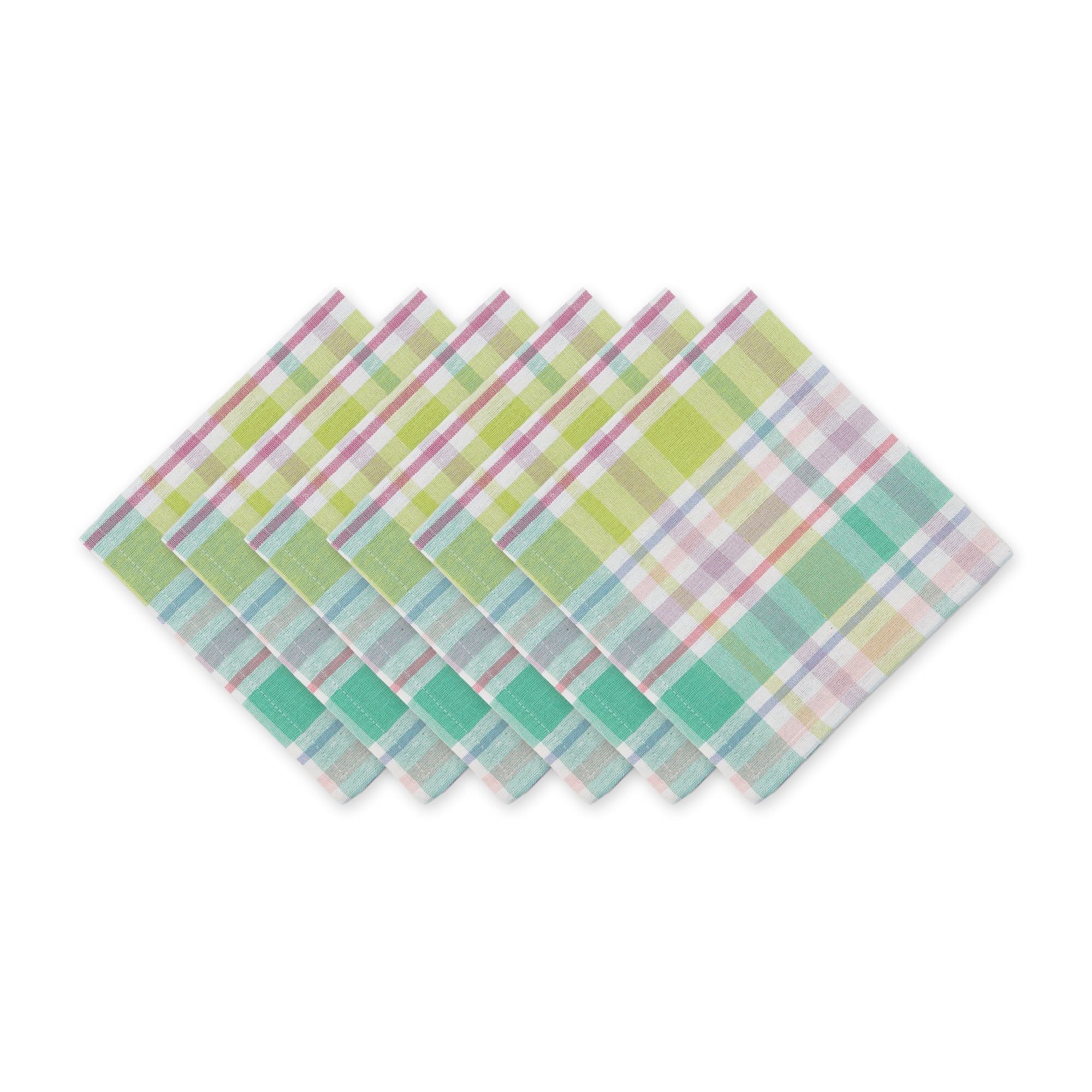 Spring Plaid 20x20 Cotton Napkin Set of 6