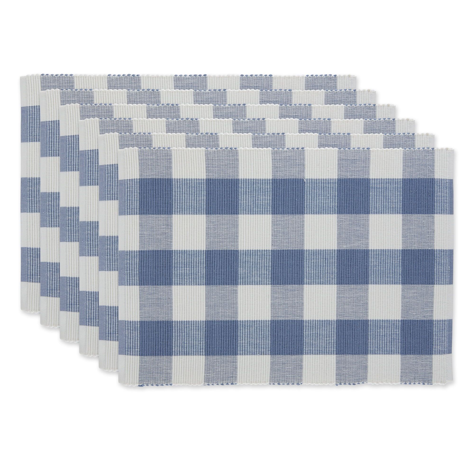Stonewash Blue and White Cotton Buffalo Check Placemats Set of 6