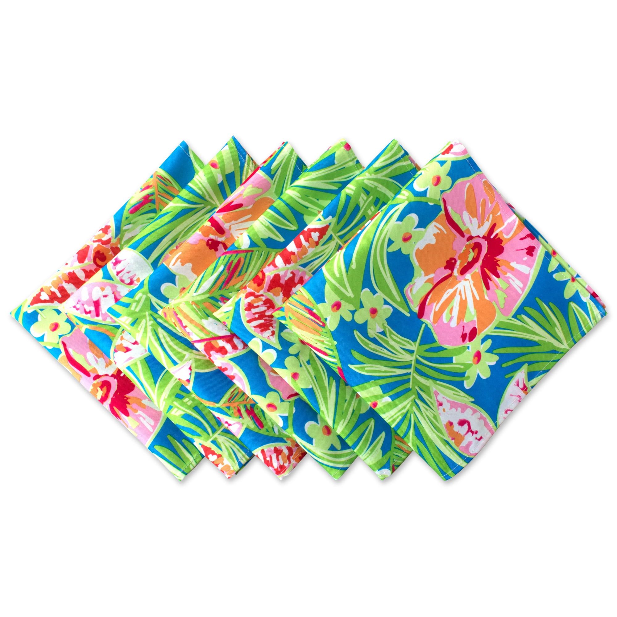 Colorful Tropical Floral Polyester Napkin Set, 20x20"