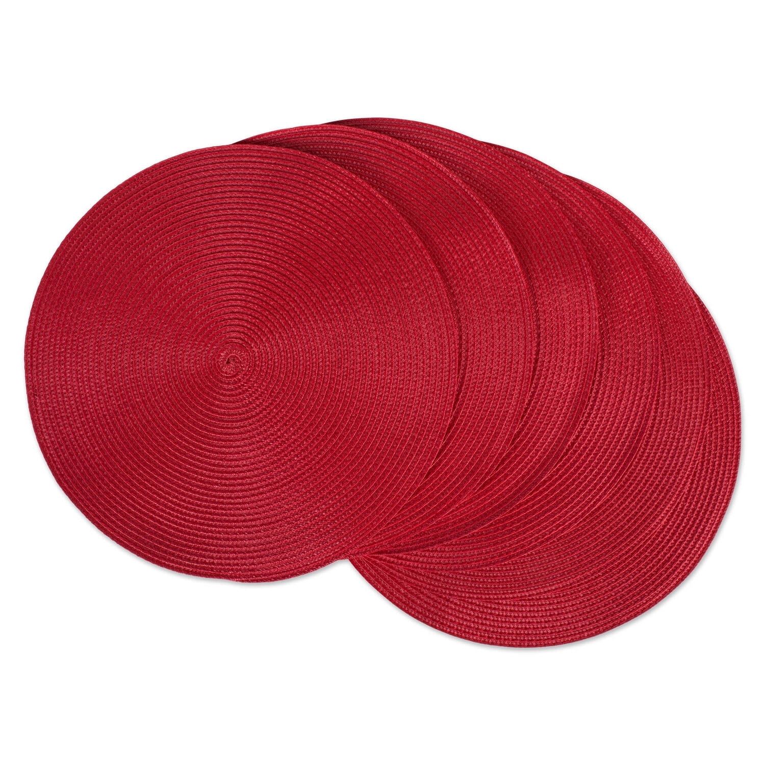 Red Round Braided Placemats Set of 6 for Dining Tables
