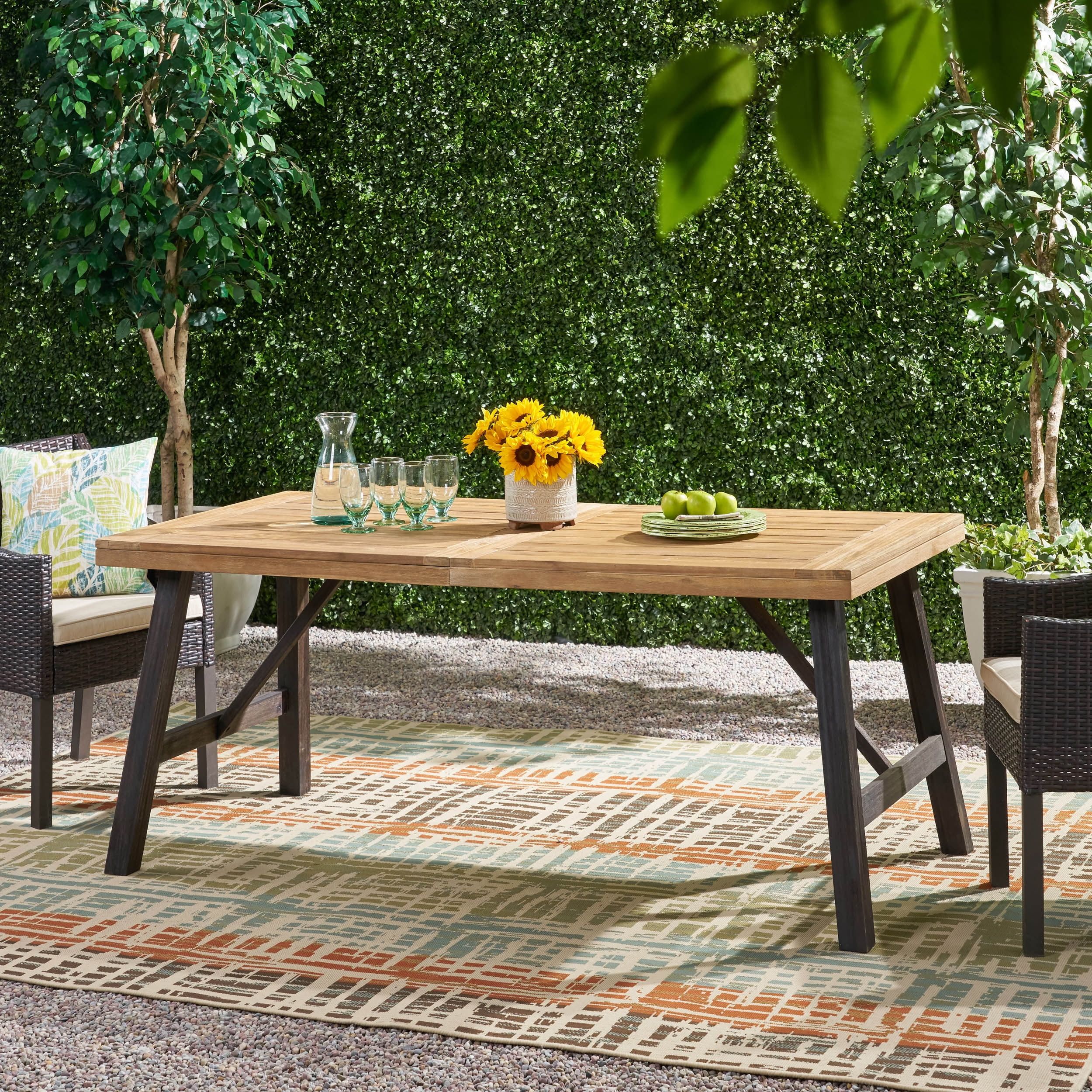 Acacia Wood Rectangular Outdoor Dining Table