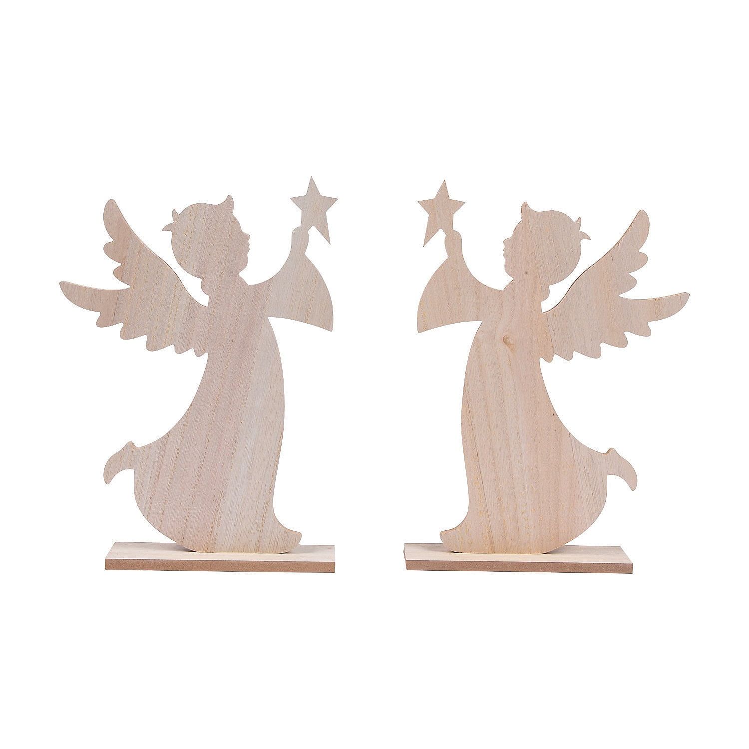 Large Natural DIY Unfinished Wood Angel Craft Kit, 2 Pieces