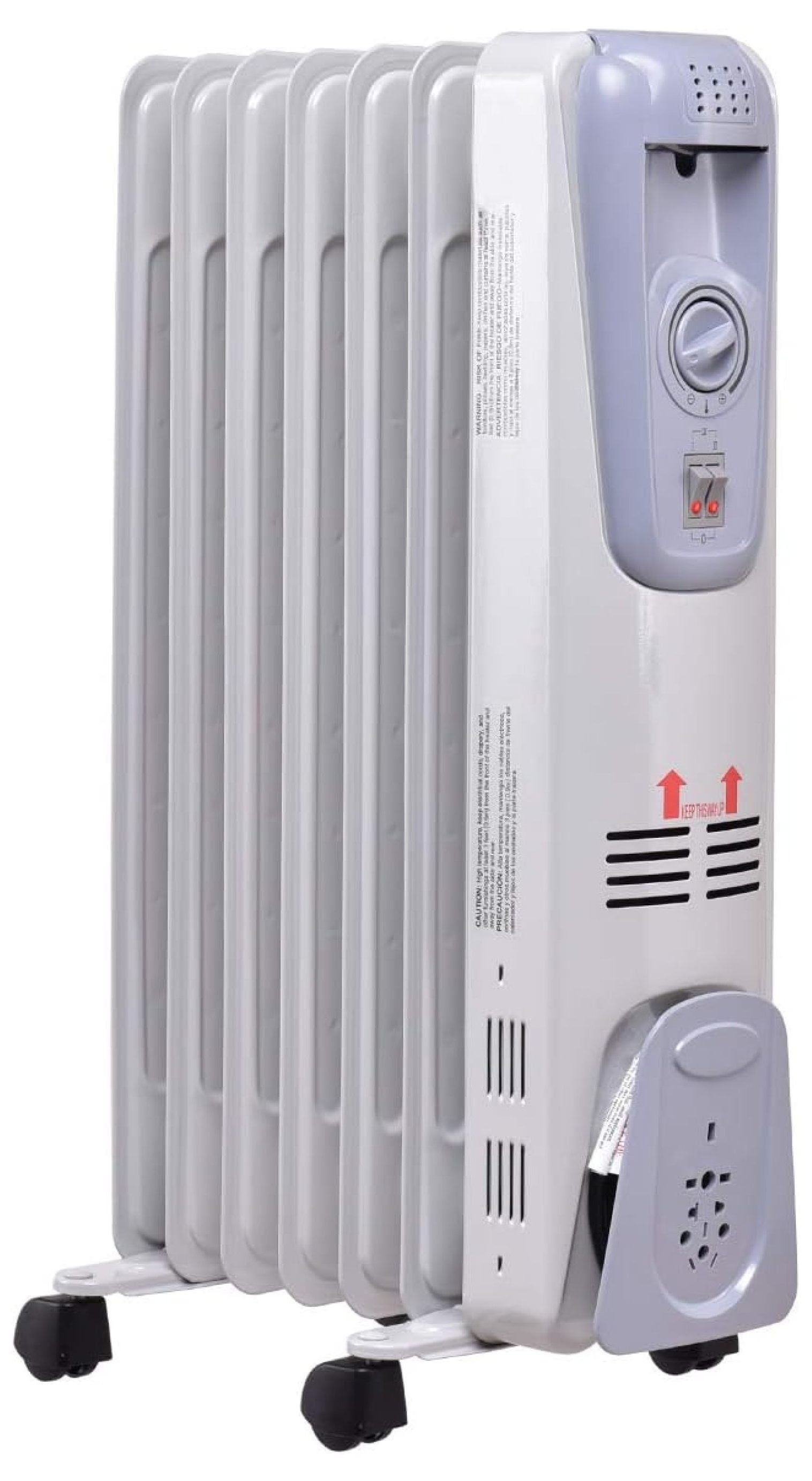 White 1500W Oil Filled Radiator Heater with Thermostat