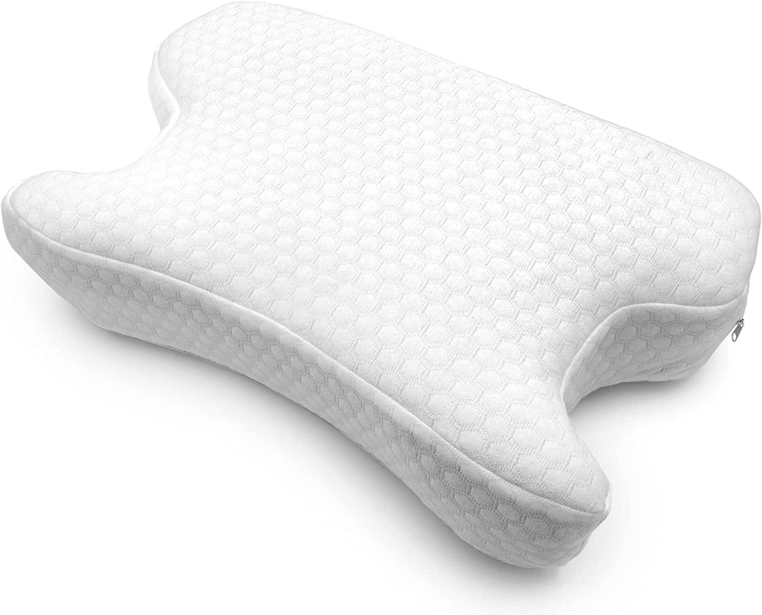 White Memory Foam CPAP Sleep Aid Pillow with Contoured Cutouts