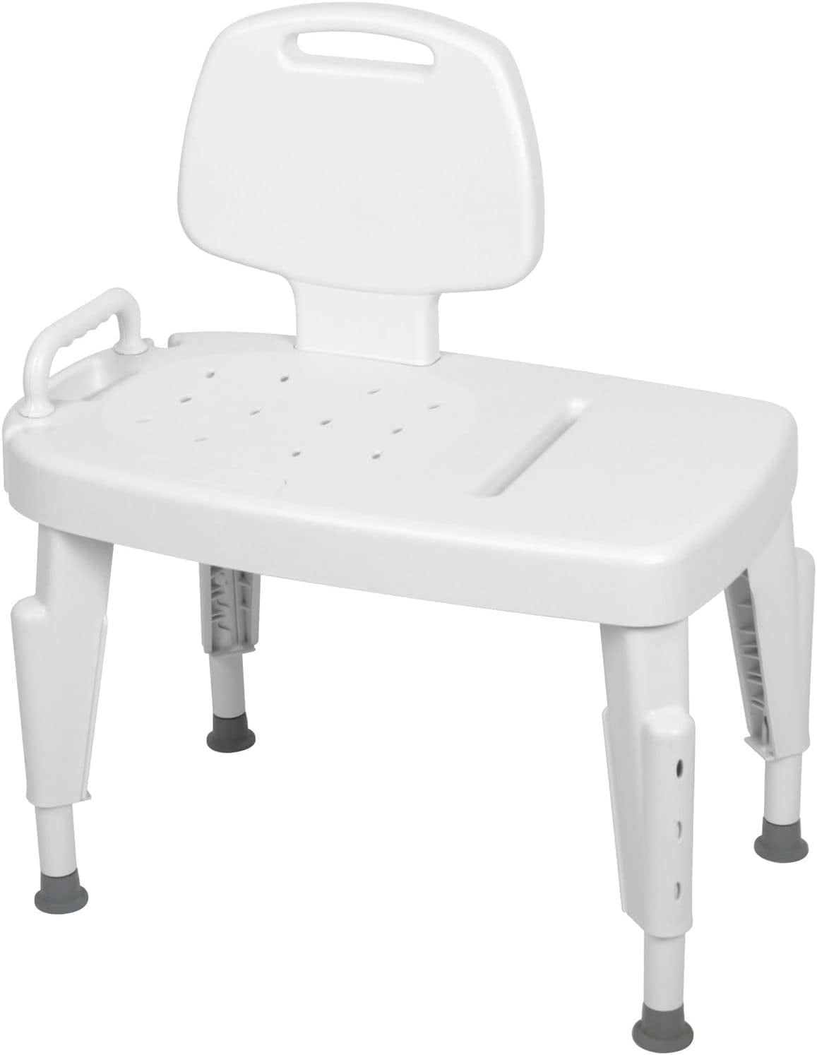 White Adjustable Plastic Transfer Bench with Secure Handles