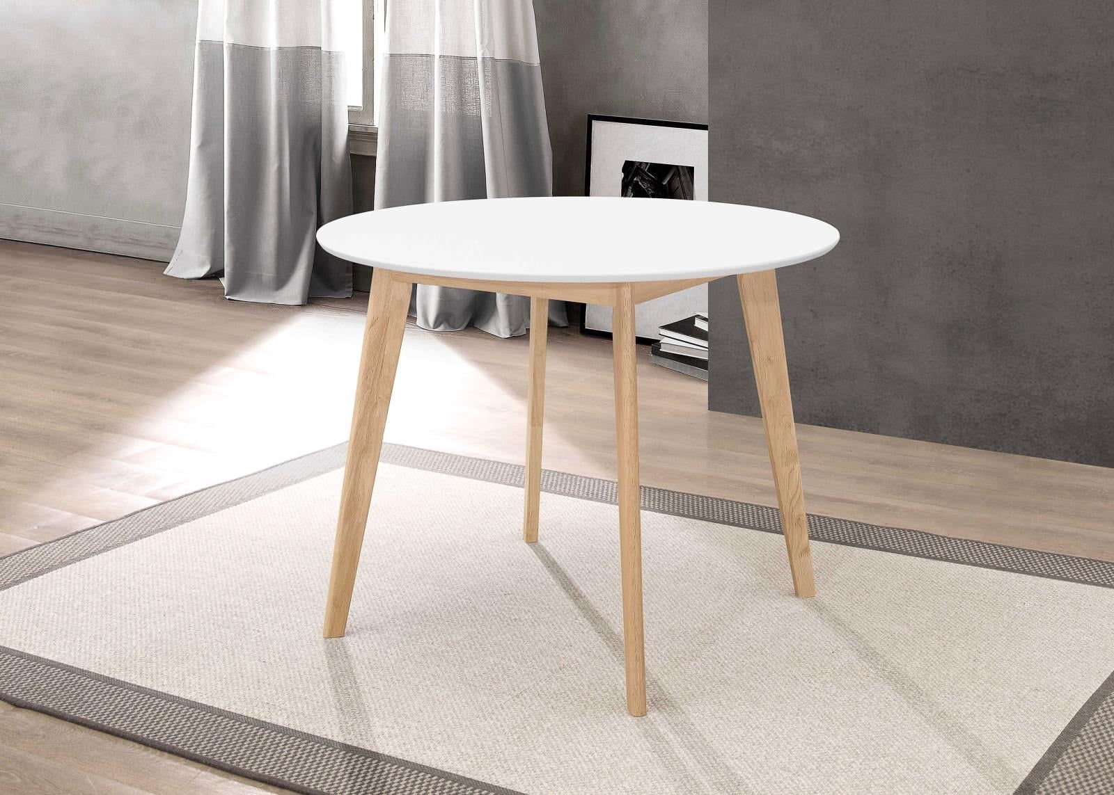 Breckenridge 40" White and Natural Wood Round Dining Table