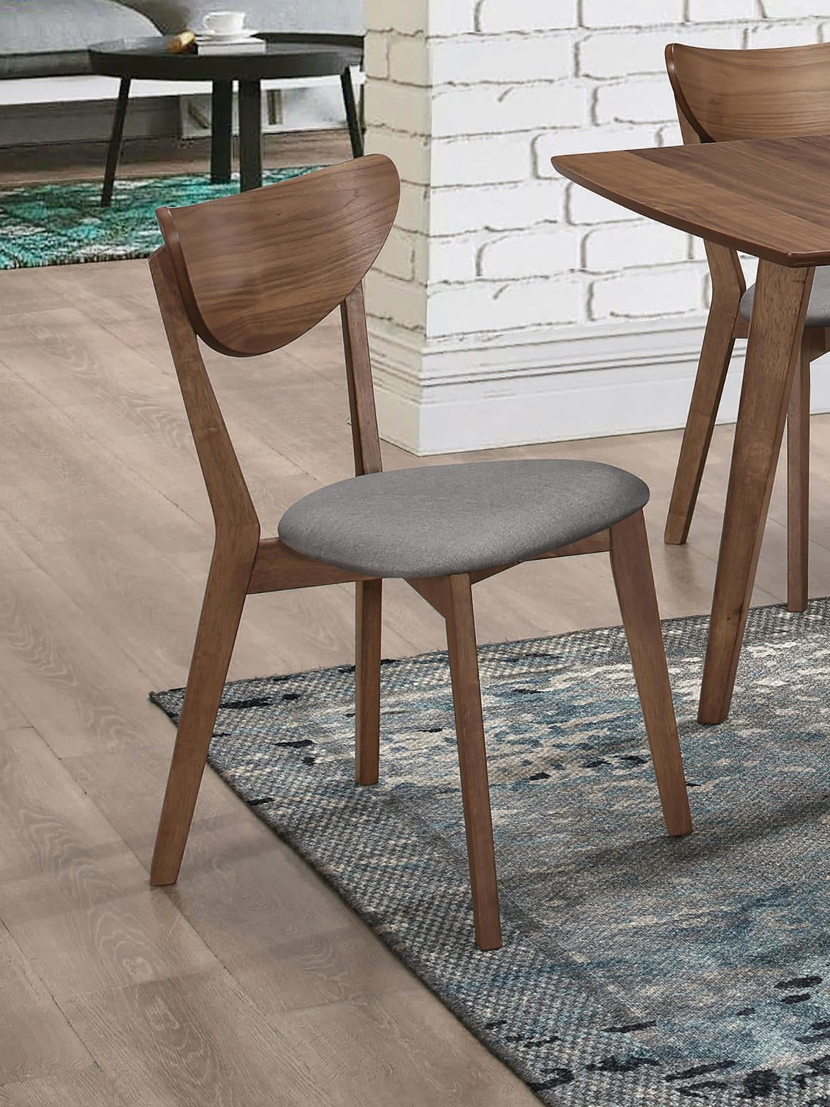 Gray and Natural Walnut Upholstered Low Side Chair