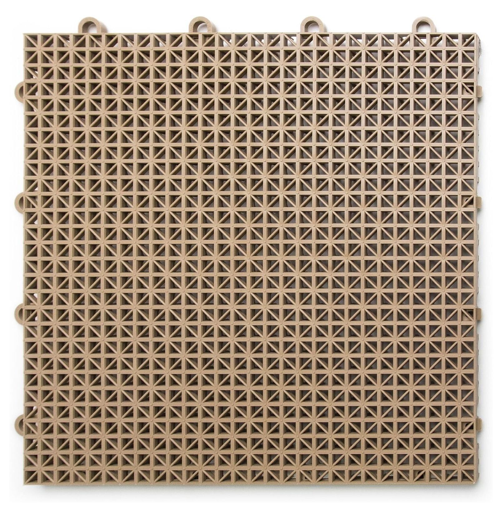 Beige Interlocking Modular Plastic Deck Tiles, 12" x 12", 40 Pack