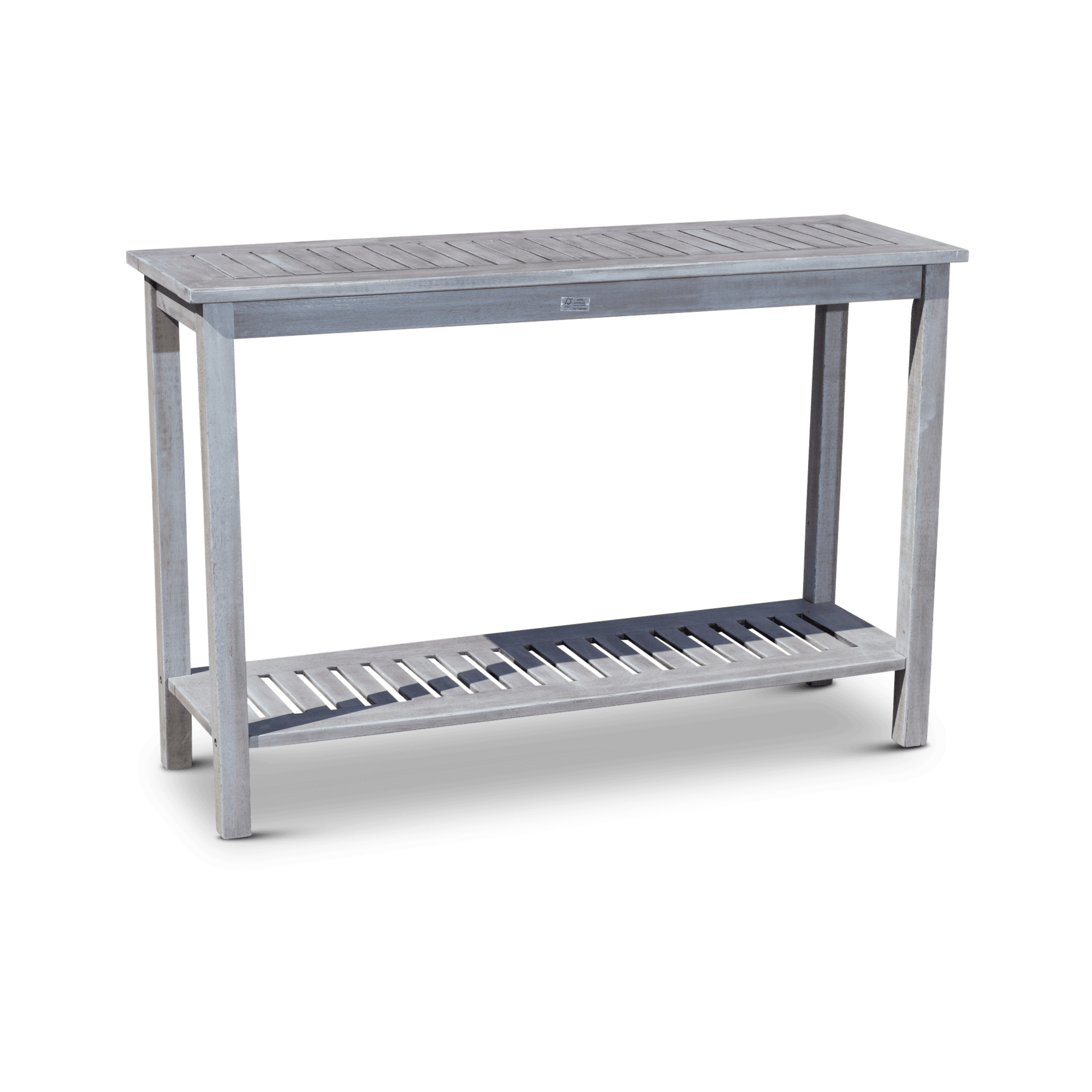 Silver Gray Eucalyptus Outdoor Console Table with Storage