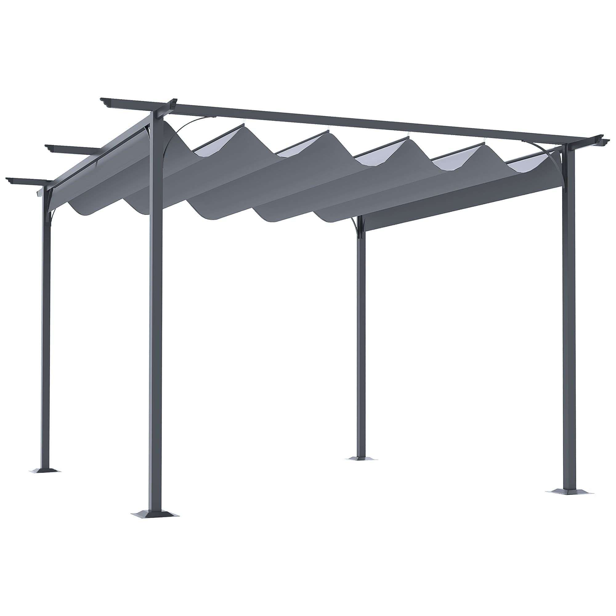 Gray Steel Retractable Pergola Canopy with UV Protection