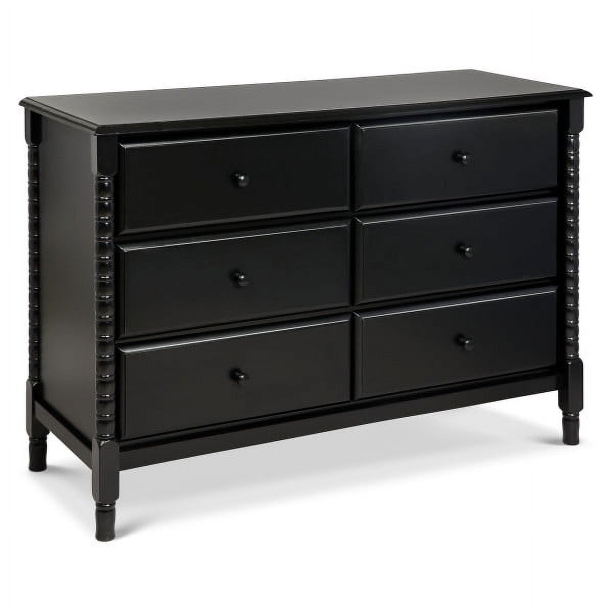 Ebony Black Pine Wood Spindle 6-Drawer Nursery Dresser