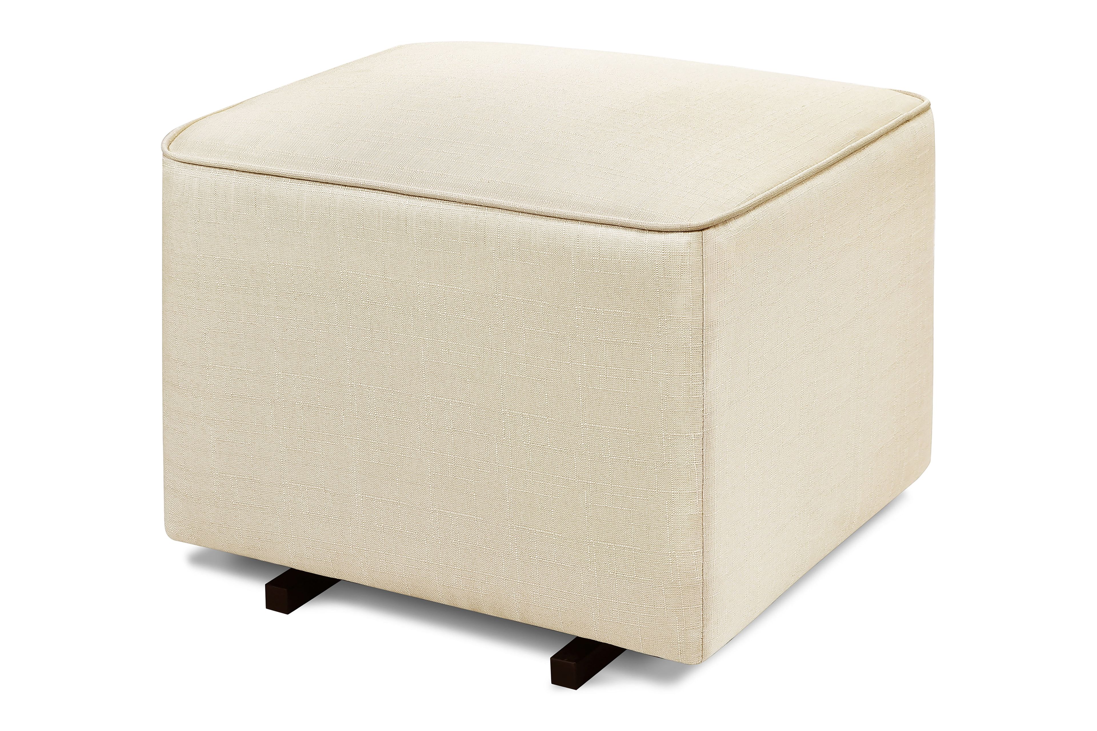 Natural Oat Linen Gliding Ottoman with Storage