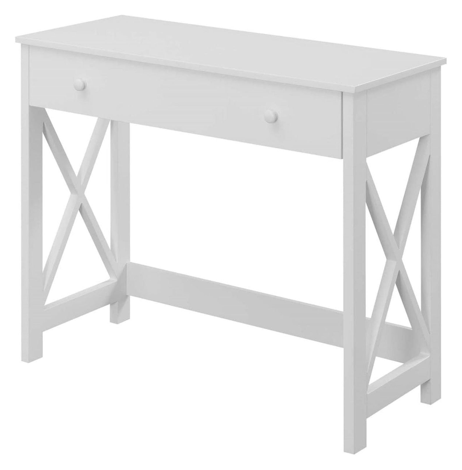 White 36-Inch Wood Desk with Drawer