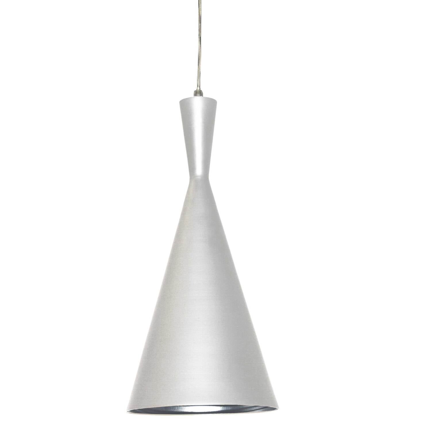 Matte White Silver Aluminum Hourglass Pendant Light