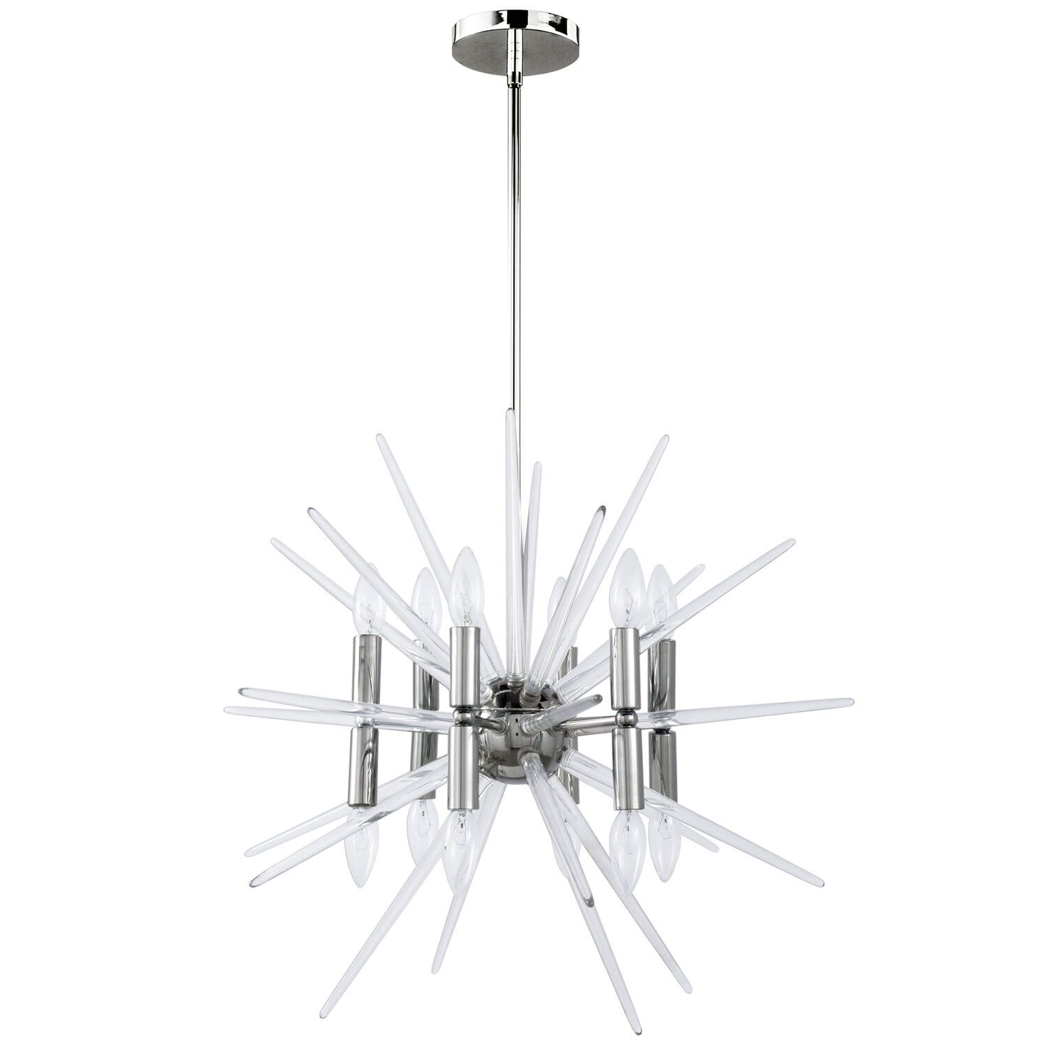 Modern Chrome and Glass 12-Light Pendant Chandelier