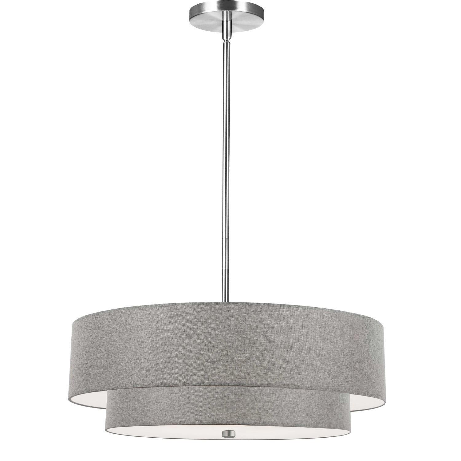 Everly 20" Gray Drum Shade 2-Tier Pendant Light