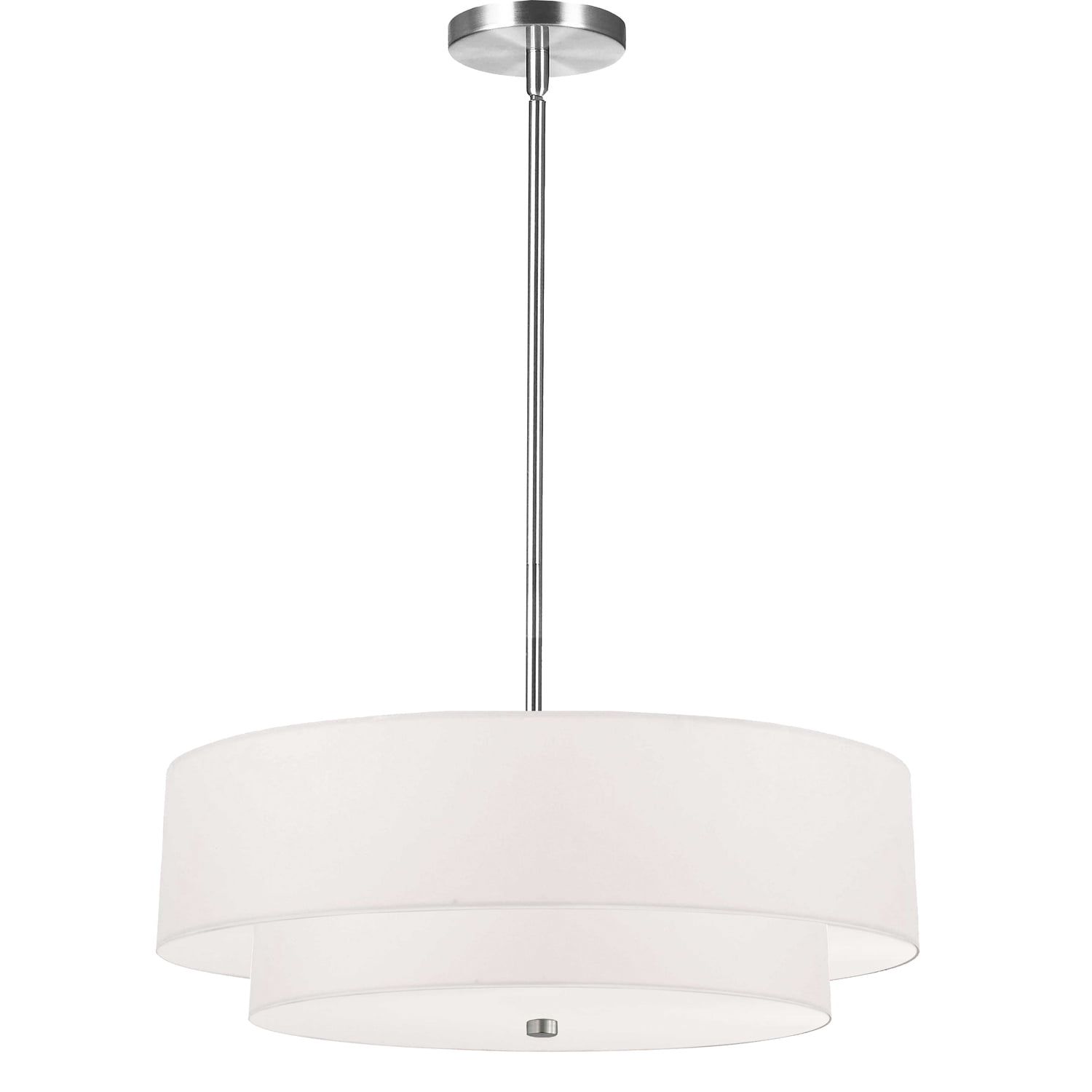 20" White Drum Shade Chrome 2-Tier Pendant Light