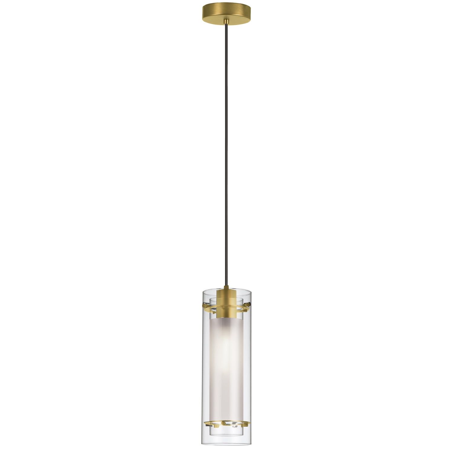 Pasha Aged Brass Modern 87" Indoor/Outdoor Clear Glass Pendant