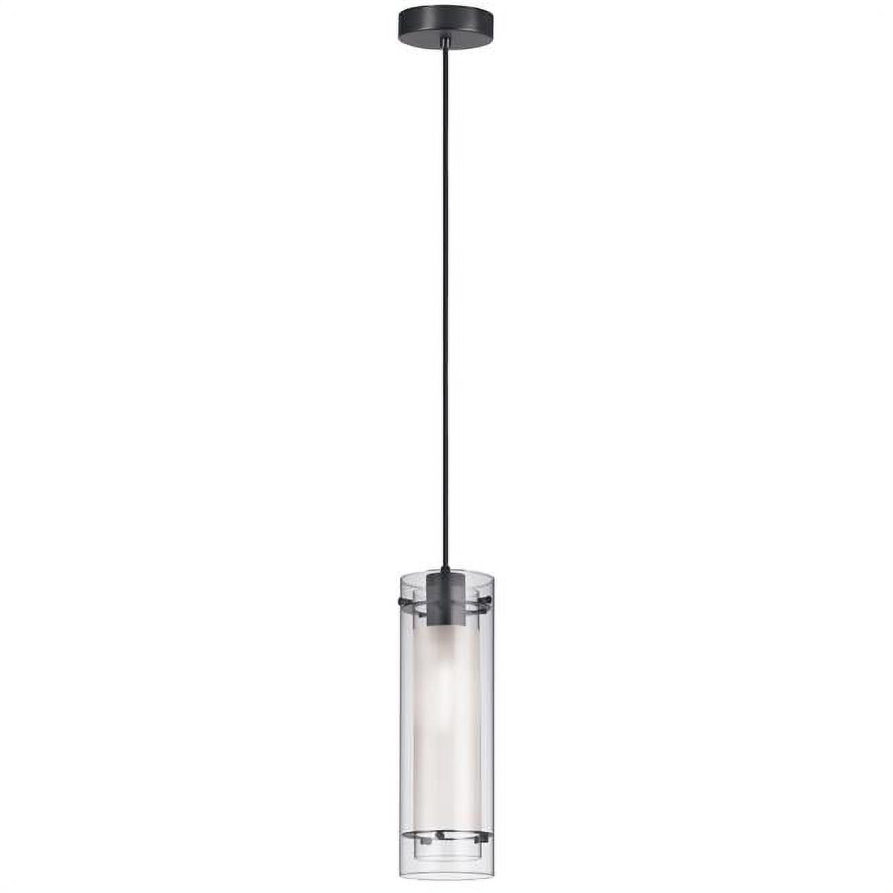 Matte Black and Clear Glass Cylinder Pendant Light