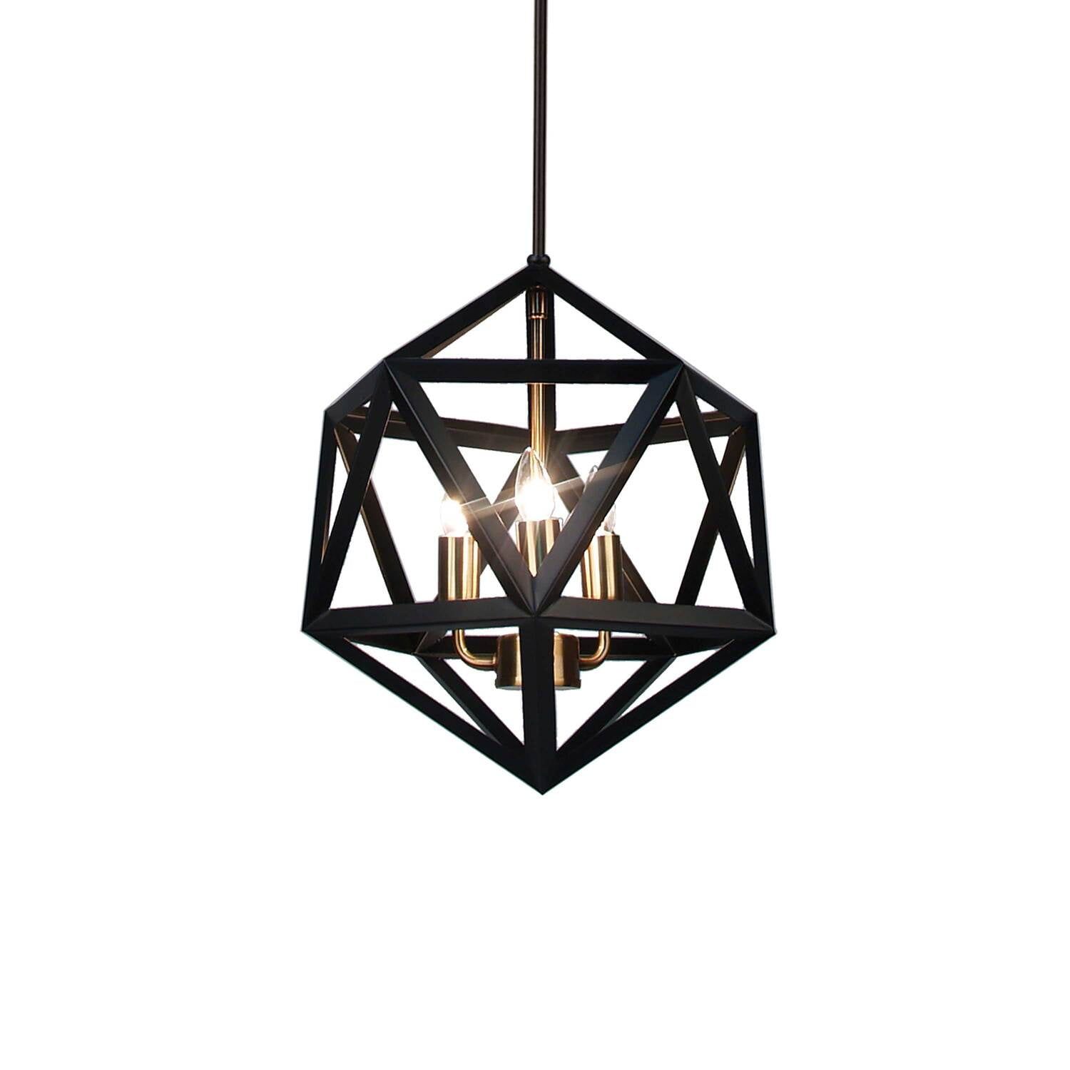 Modern Mini Black Drum 3-Light Ceiling Chandelier