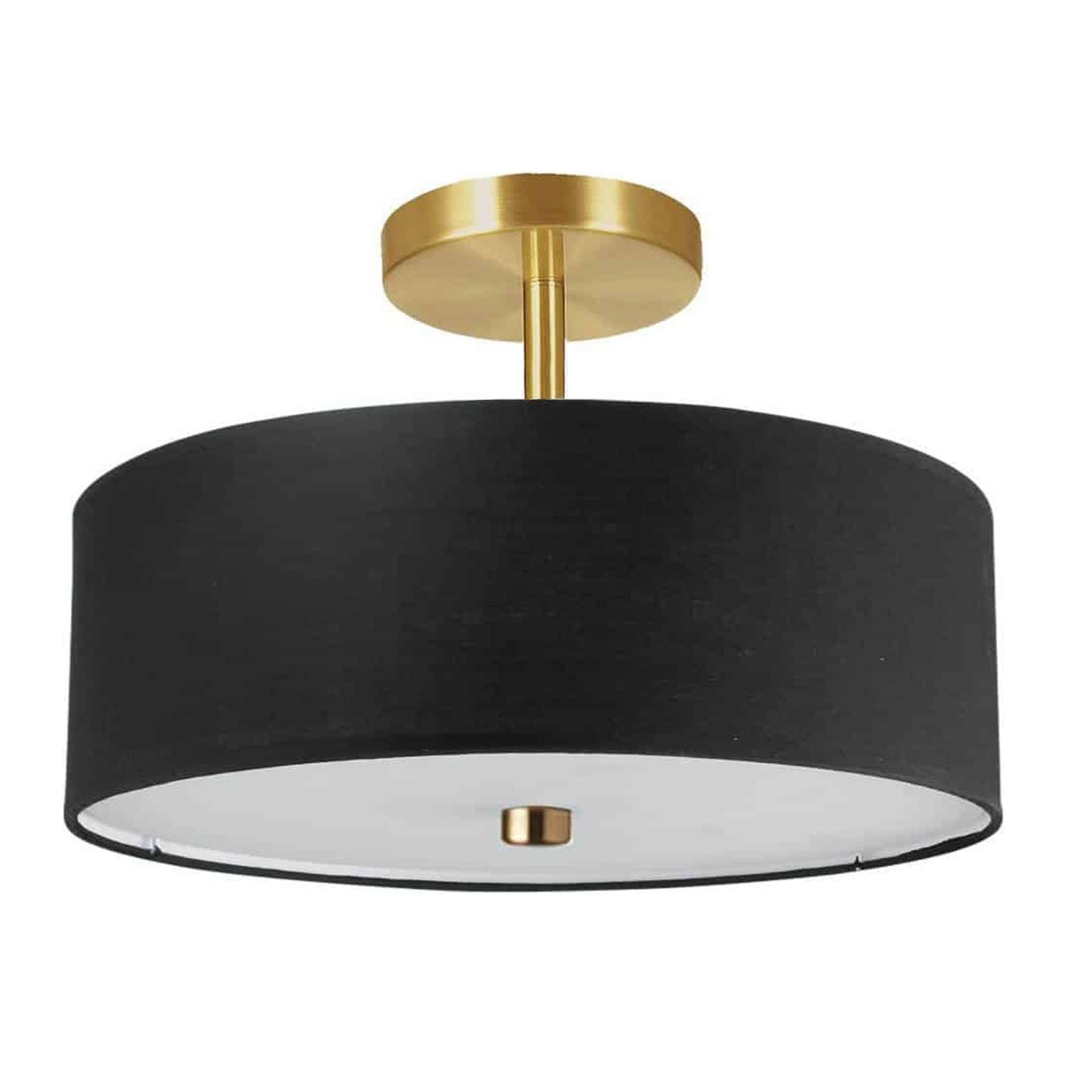 Everly 14'' Aged Brass Drum Ceiling Light with White Shade