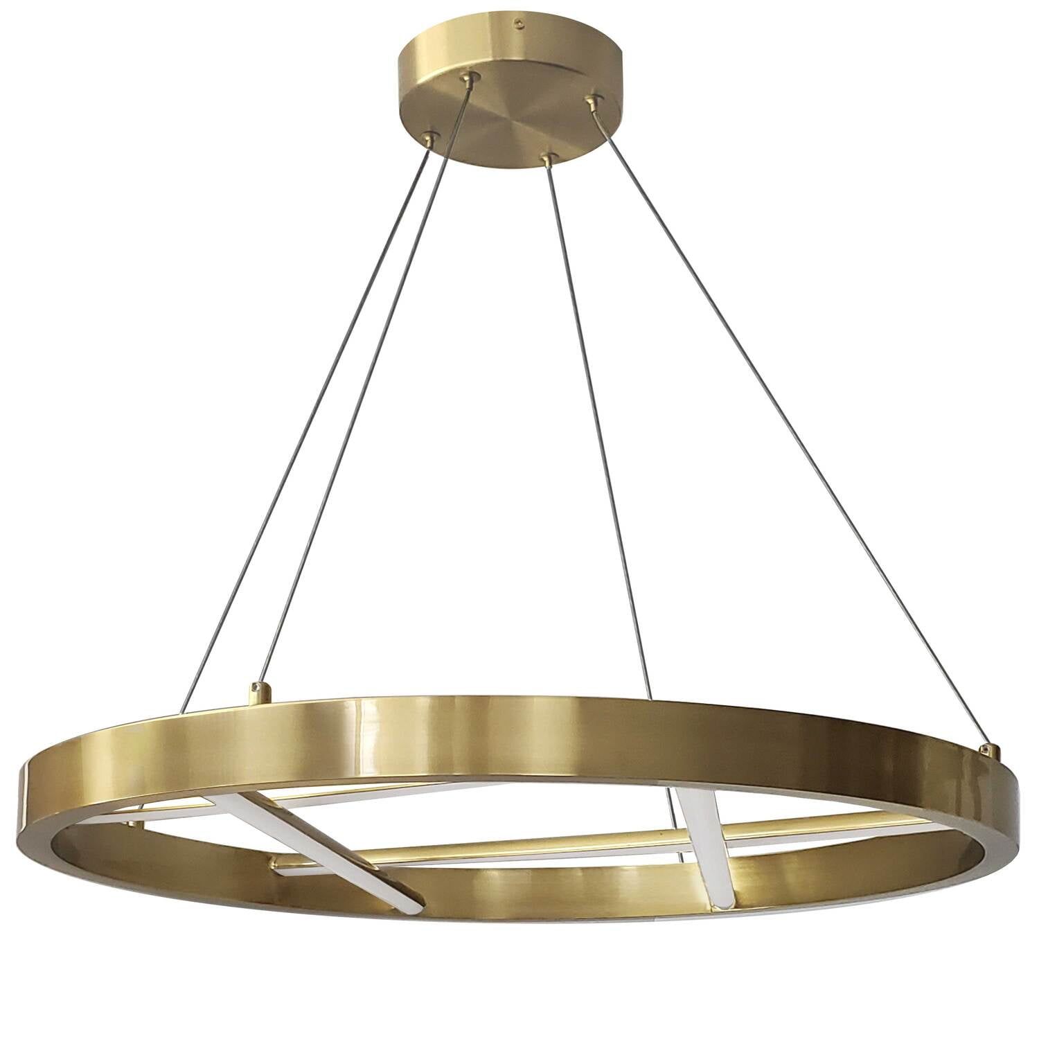 Aged Brass 24" Round LED Chandelier with White Diffuser