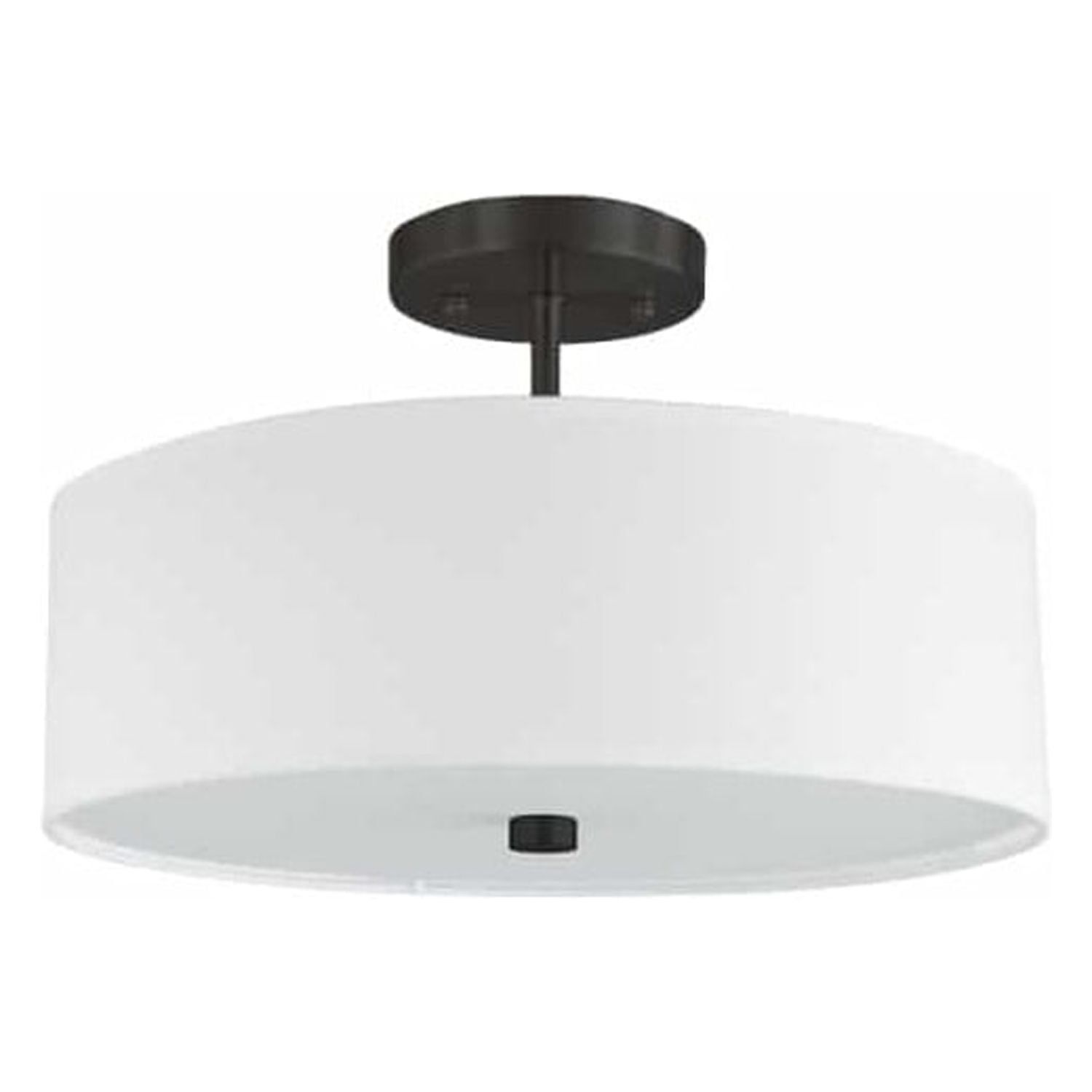 Matte Black and White Glass Drum Ceiling Light