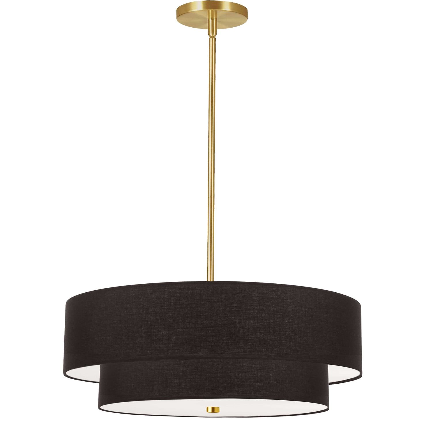 Aged Brass and Black 20" Drum Pendant Light