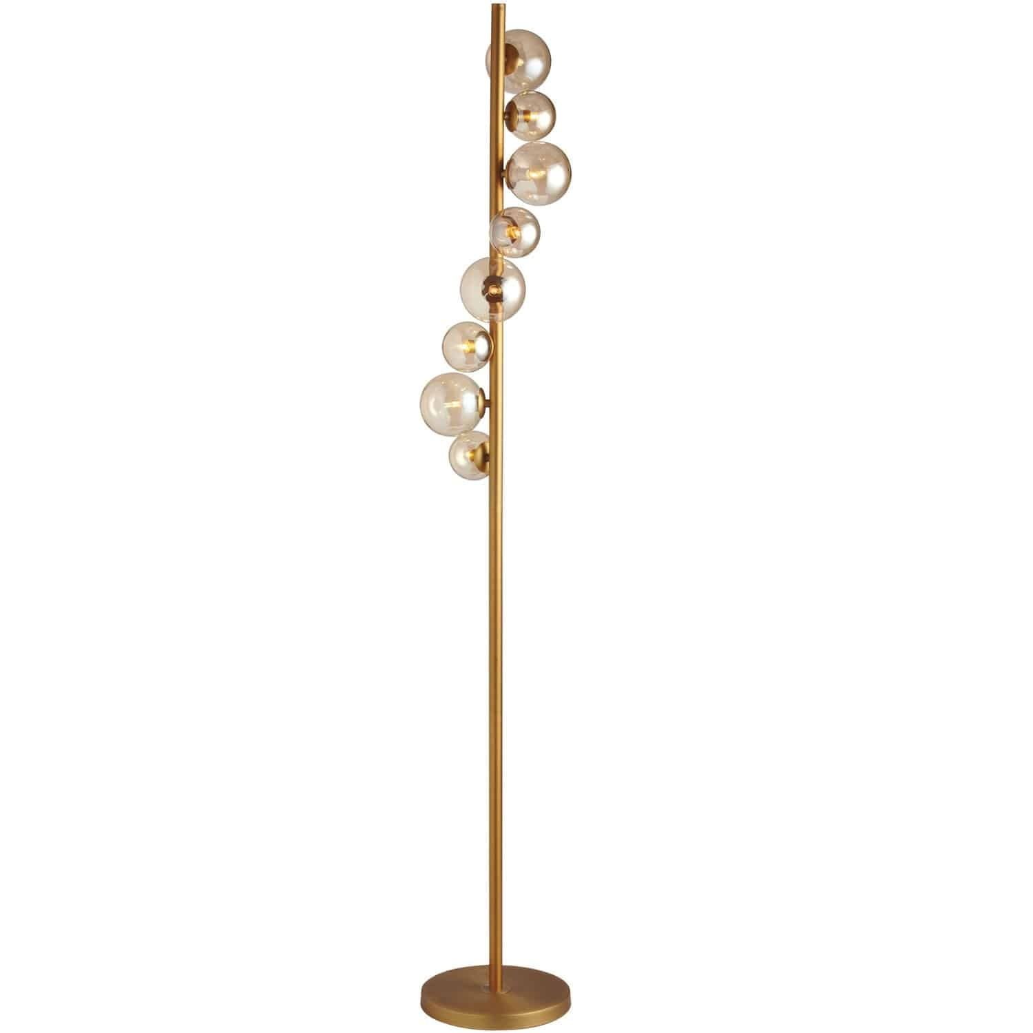 Transitional Vintage Bronze Globe Floor Lamp with Clear Shades