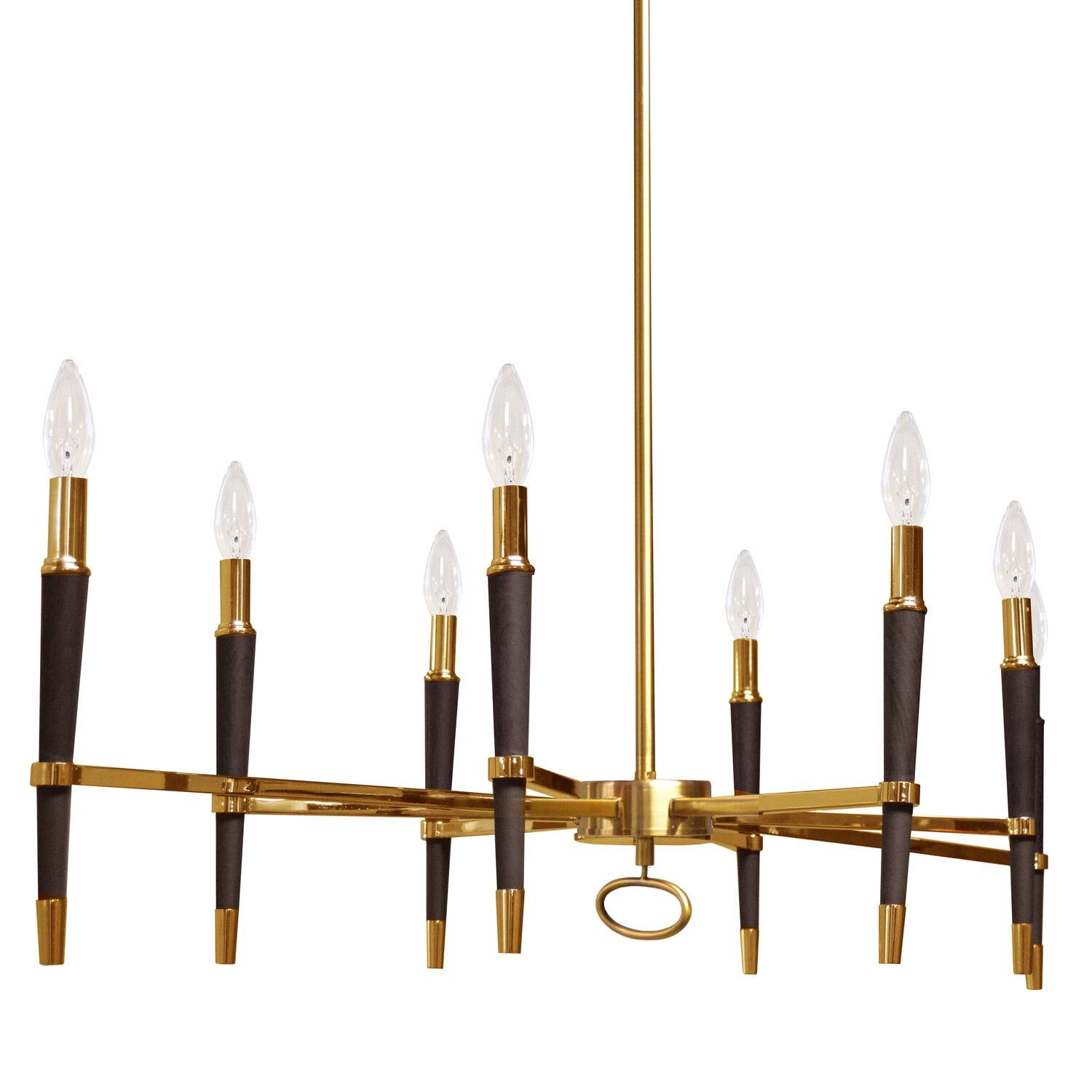 Vintage Bronze and Black 8-Light Horizontal Chandelier