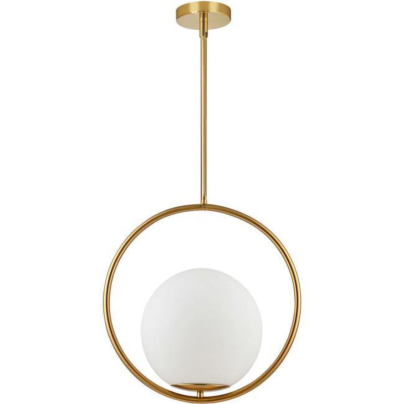 Adrienna Aged Brass Globe Pendant Light with White Shade