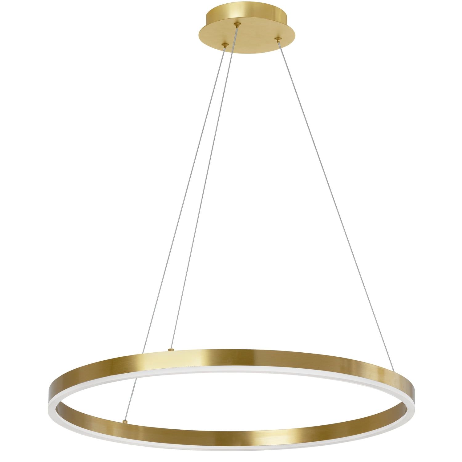 Circulo 24" Modern LED Chandelier in Aged Brass with Black Shade