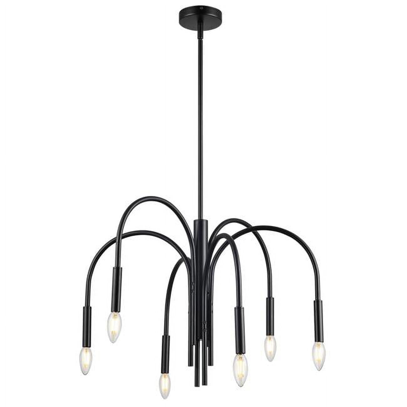 Matte Black 6-Light Traditional Candlestick Chandelier