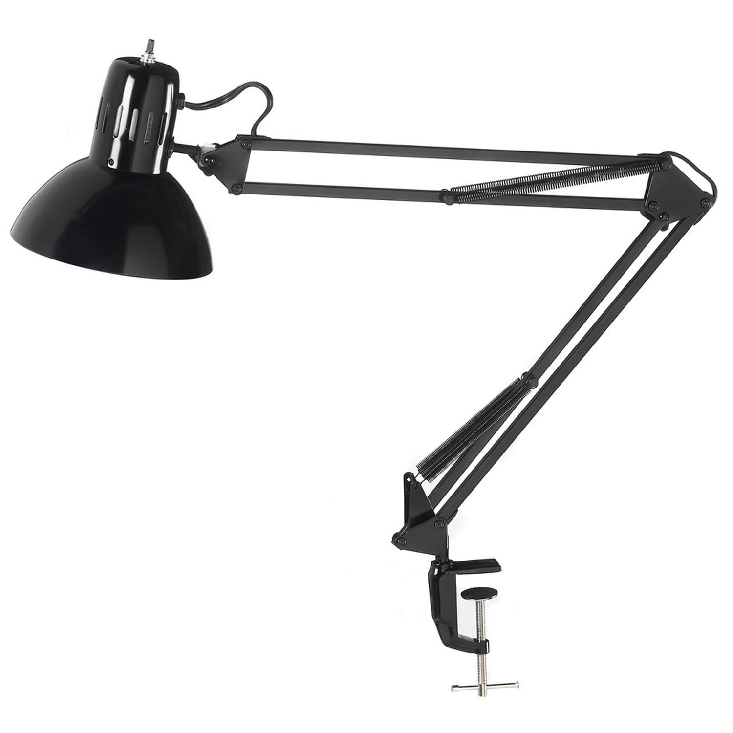 Adjustable Black Clip-On Task Lamp with Dome Shade