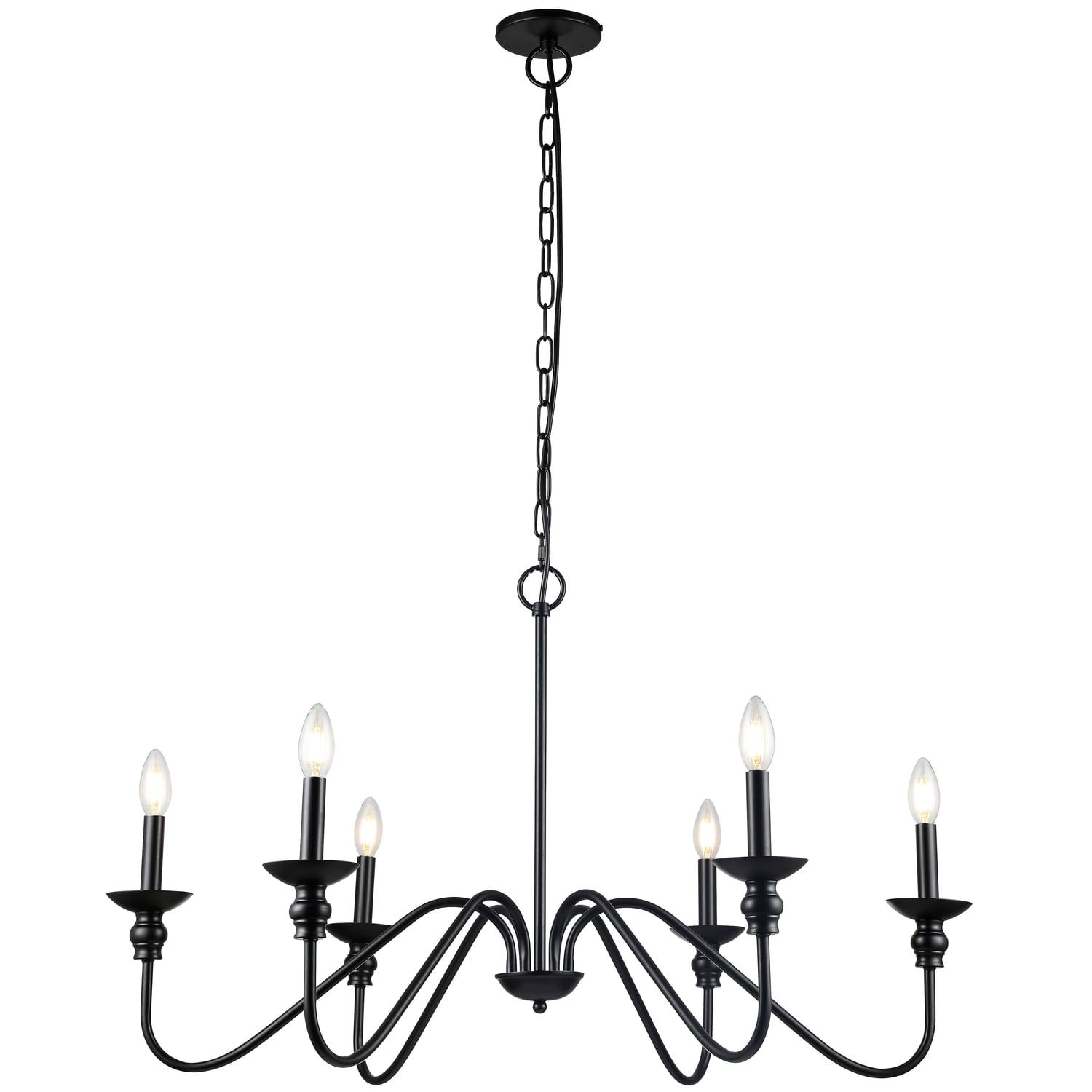 Matte Black 6-Light Traditional Candle Chandelier