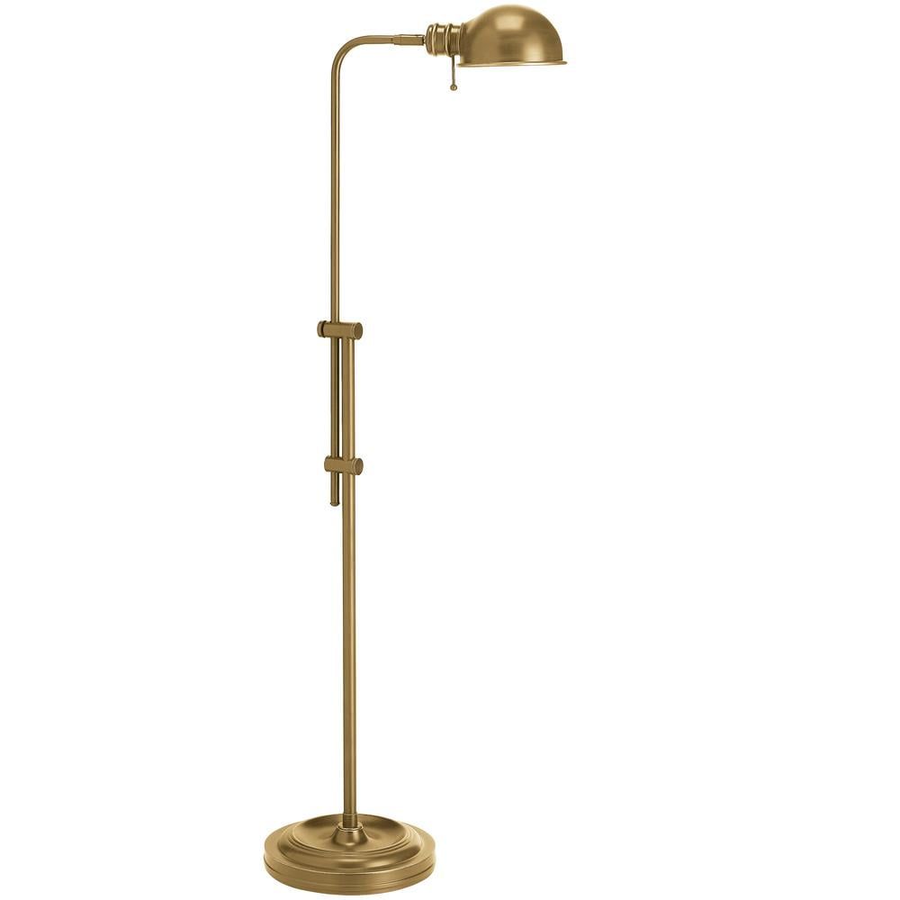 Aged Brass Adjustable Pharmacy Floor Lamp with Dome Shade