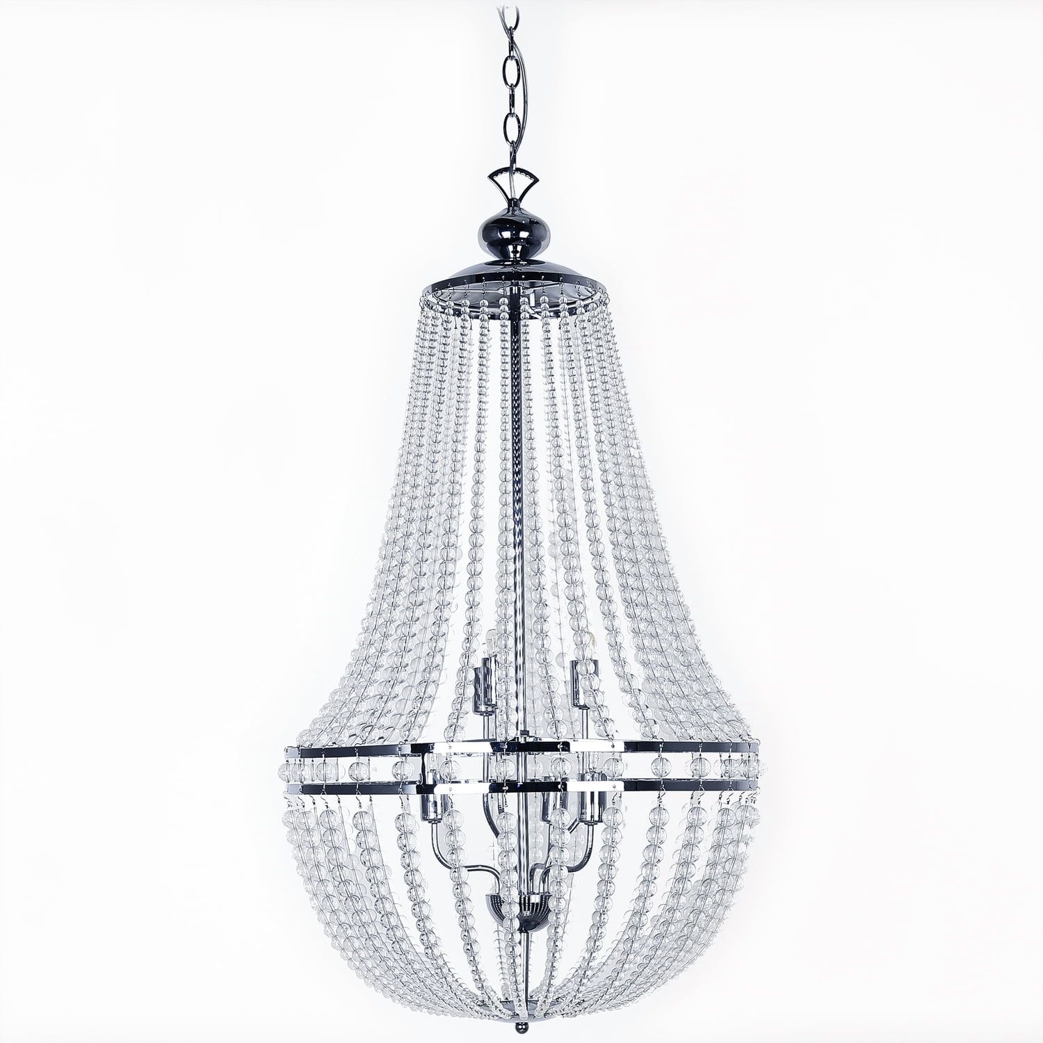 Transitional Chrome and Crystal 6-Light Chandelier