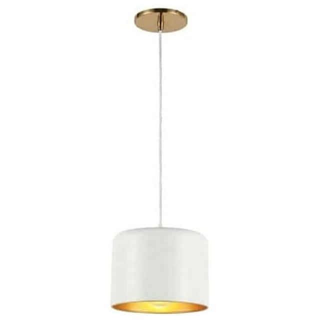 Modern White and Gold Drum Pendant Light