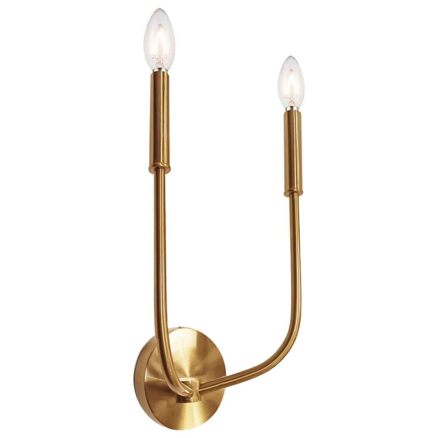 Aged Brass Modern Dimmable 2-Light Wall Sconce