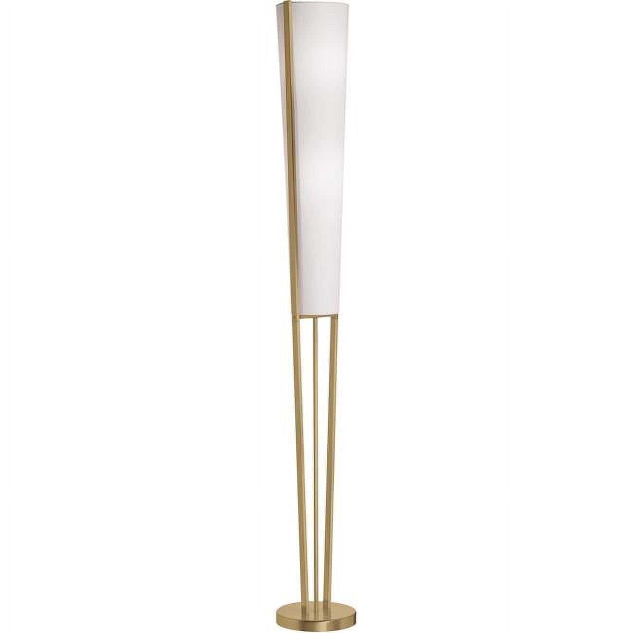 Modern Brass Floor Lamp with White Cone Shade, 61 Inches