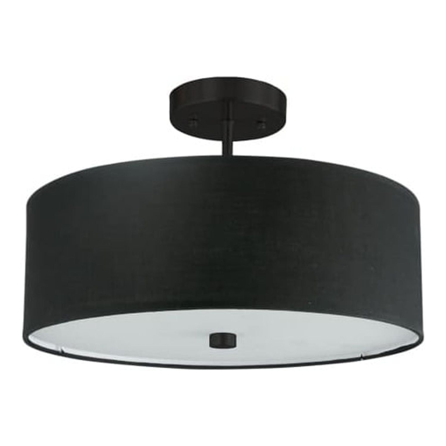 Everly Elegance 14'' Matte Black Drum Semi-Flush Mount with White Shade