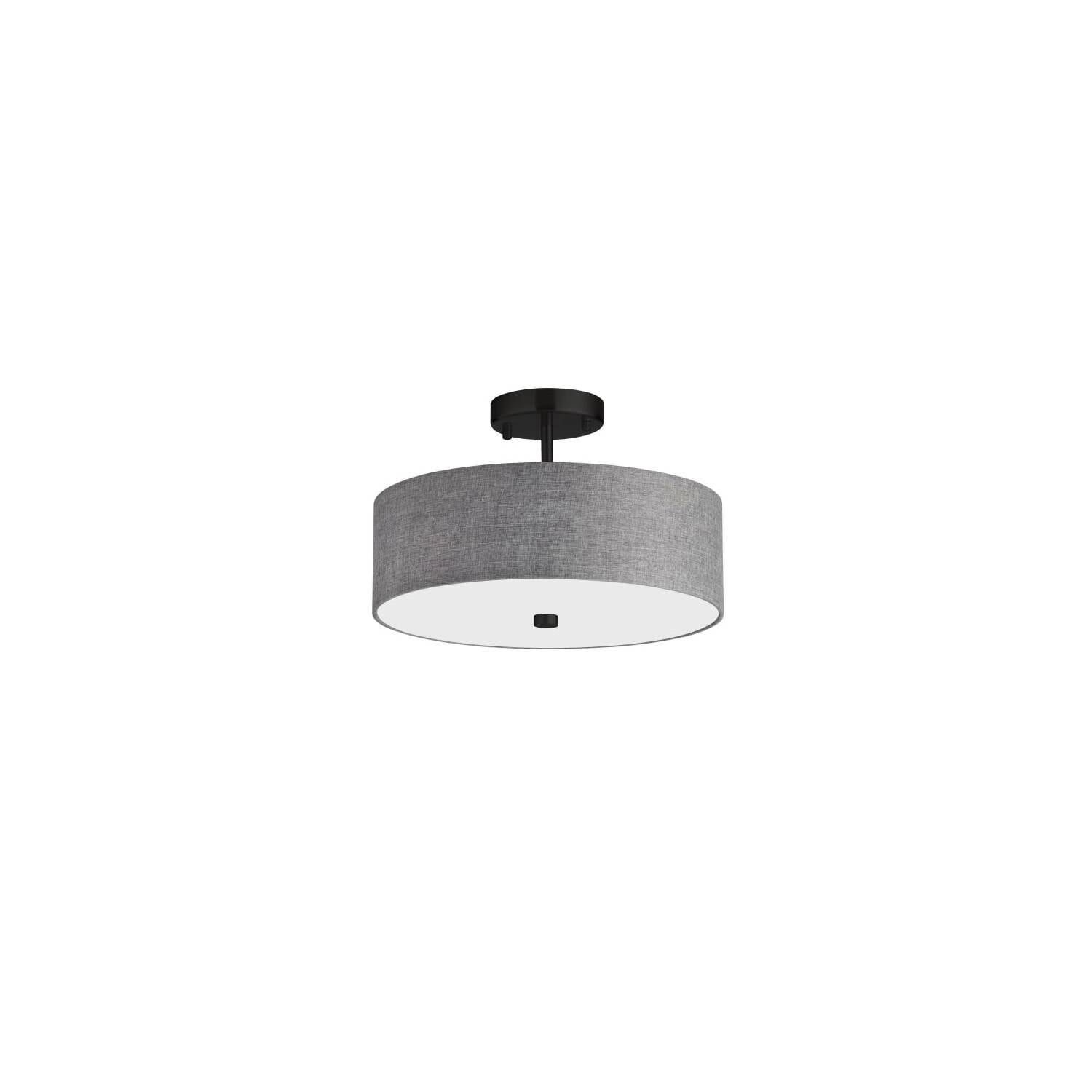 Everly Transitional 14'' Matte Black Drum Ceiling Light with White Shade