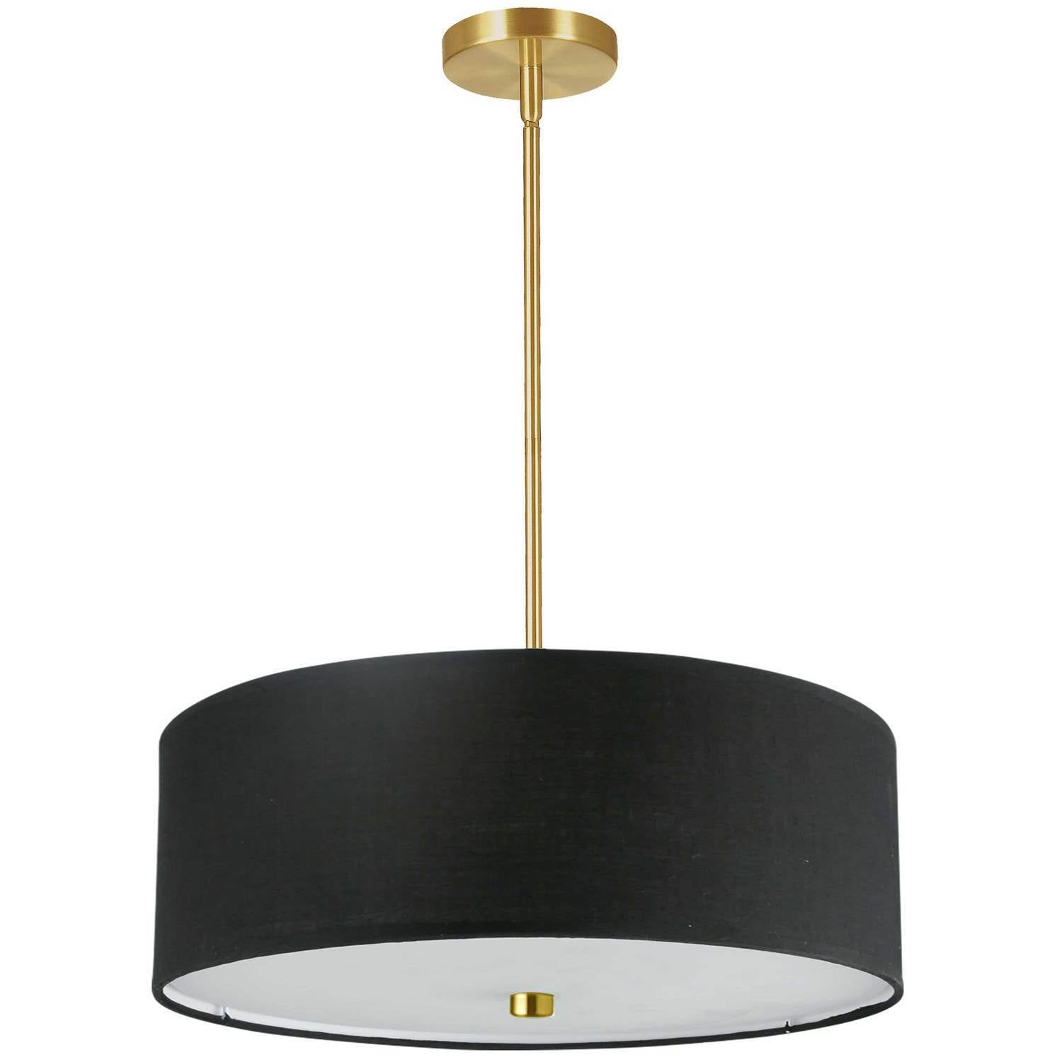 Everly Transitional 20" Aged Brass Drum Pendant with White Shade