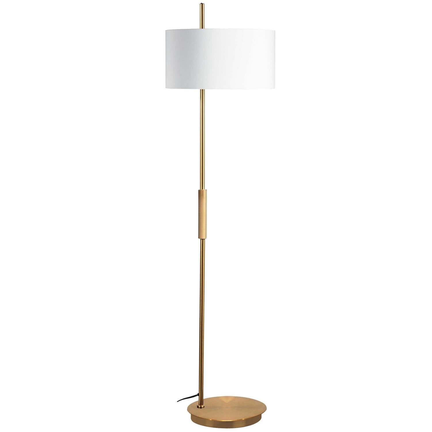 Adjustable Aged Brass Floor Lamp with White Shade