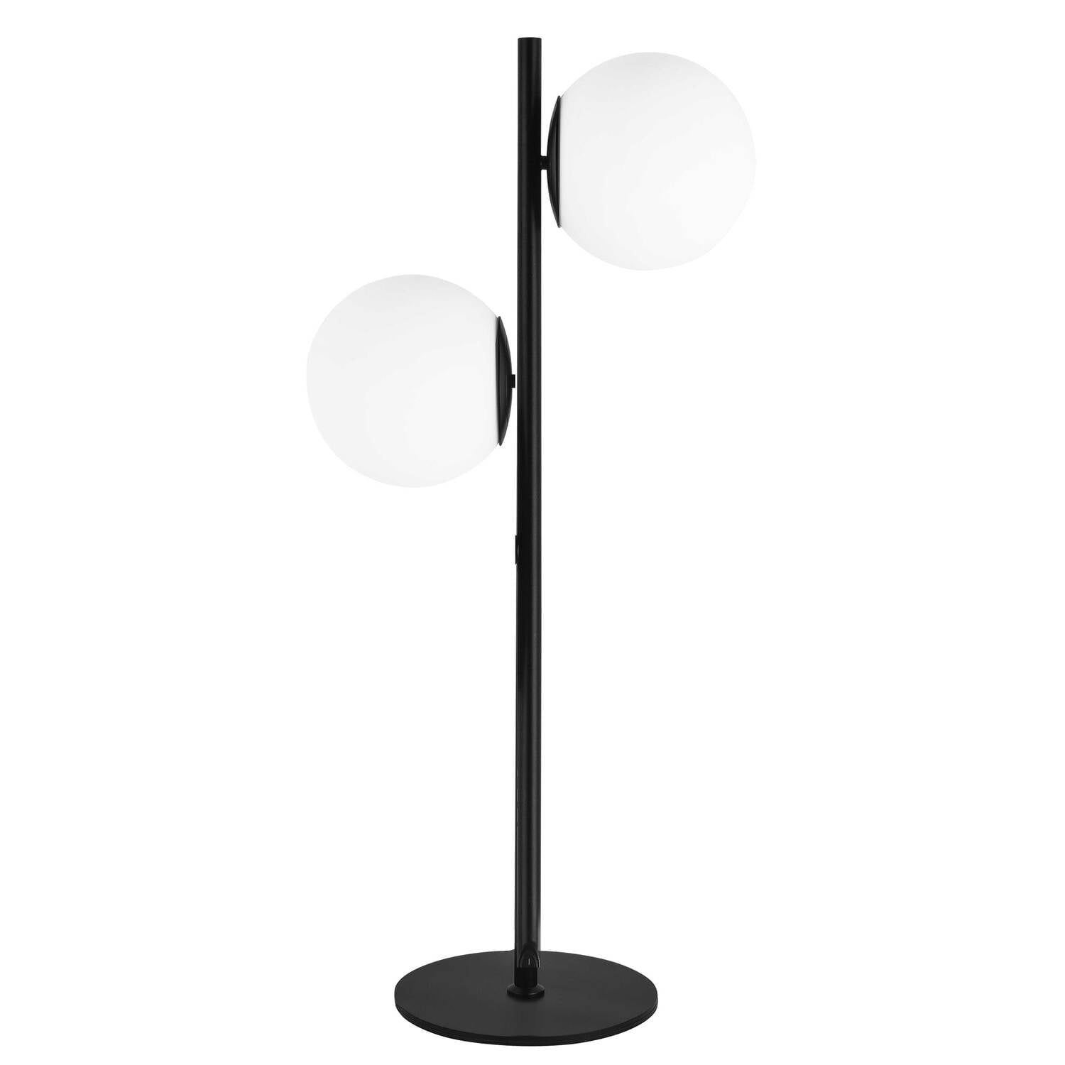 Matte Black 22" Table Lamp with White Glass Globes