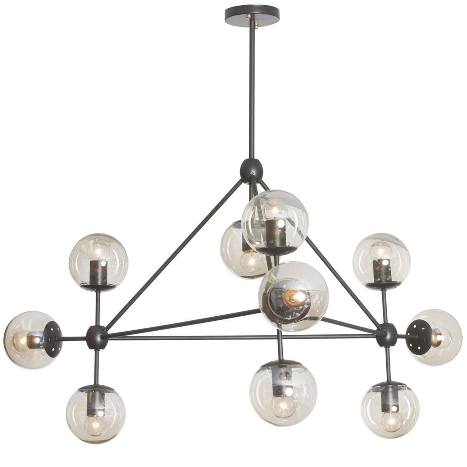 Modern Black 10-Light Globe Chandelier with Clear Shades