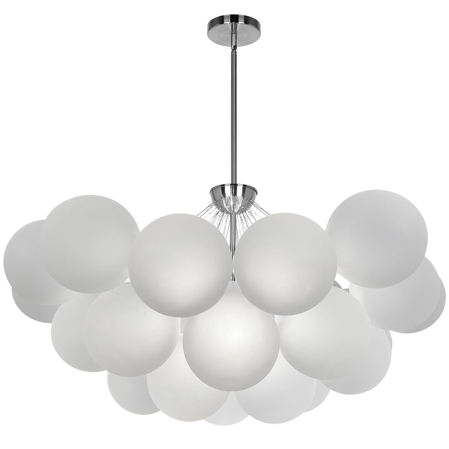 Miles 8-Light Polished Chrome Globe Chandelier with Frosted Glass