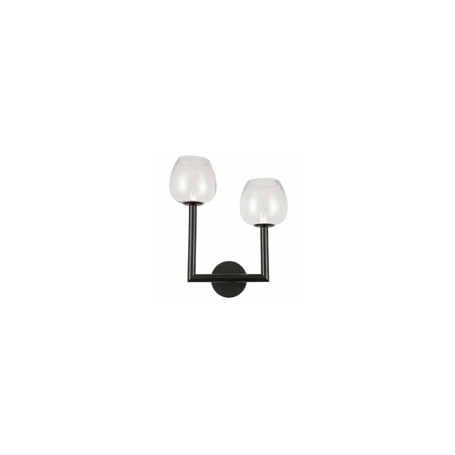 Matte Black Modern Cylinder Wall Sconce with Clear Glass Shades