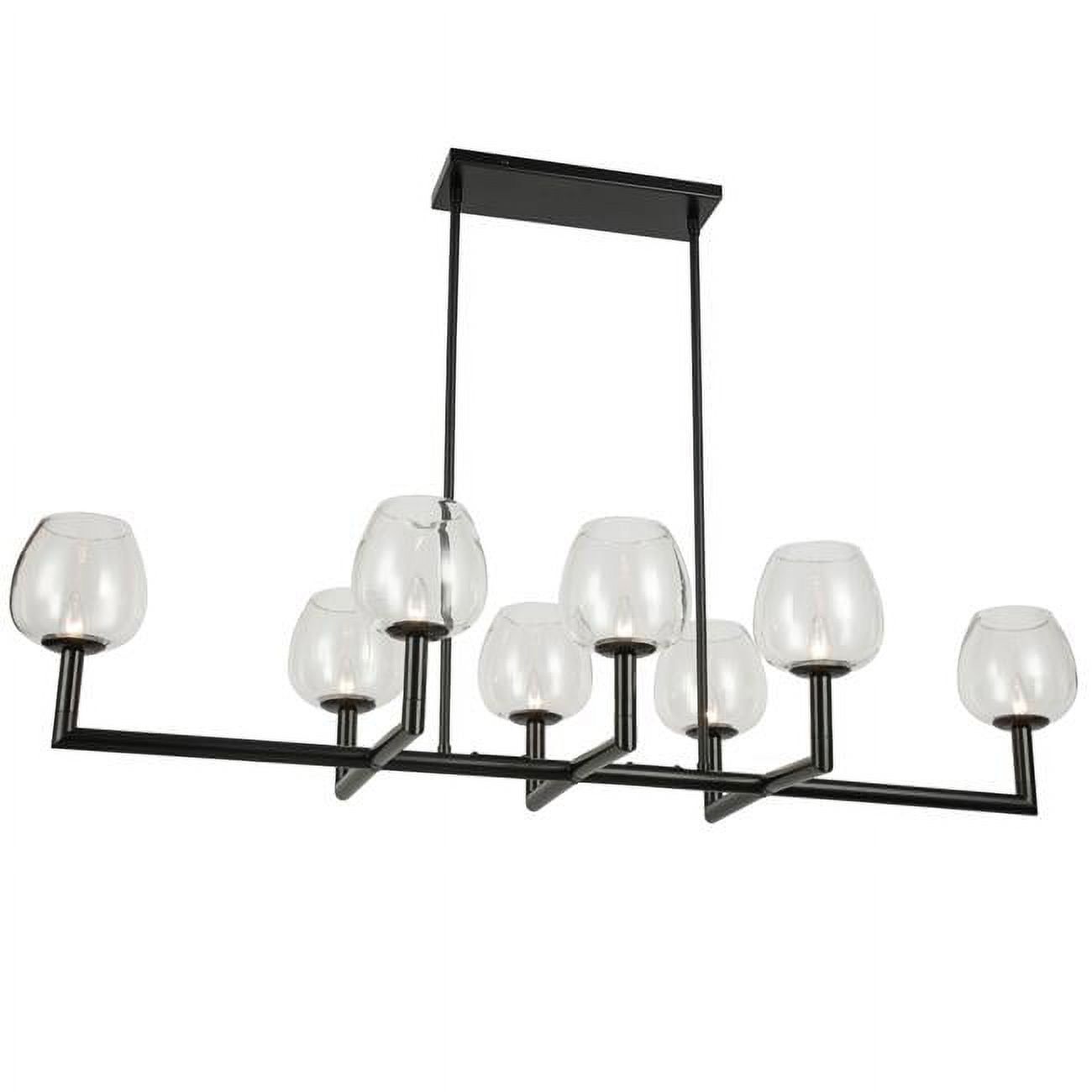 Modern Black 51'' Luxury Lantern Chandelier with Clear Candle Shades